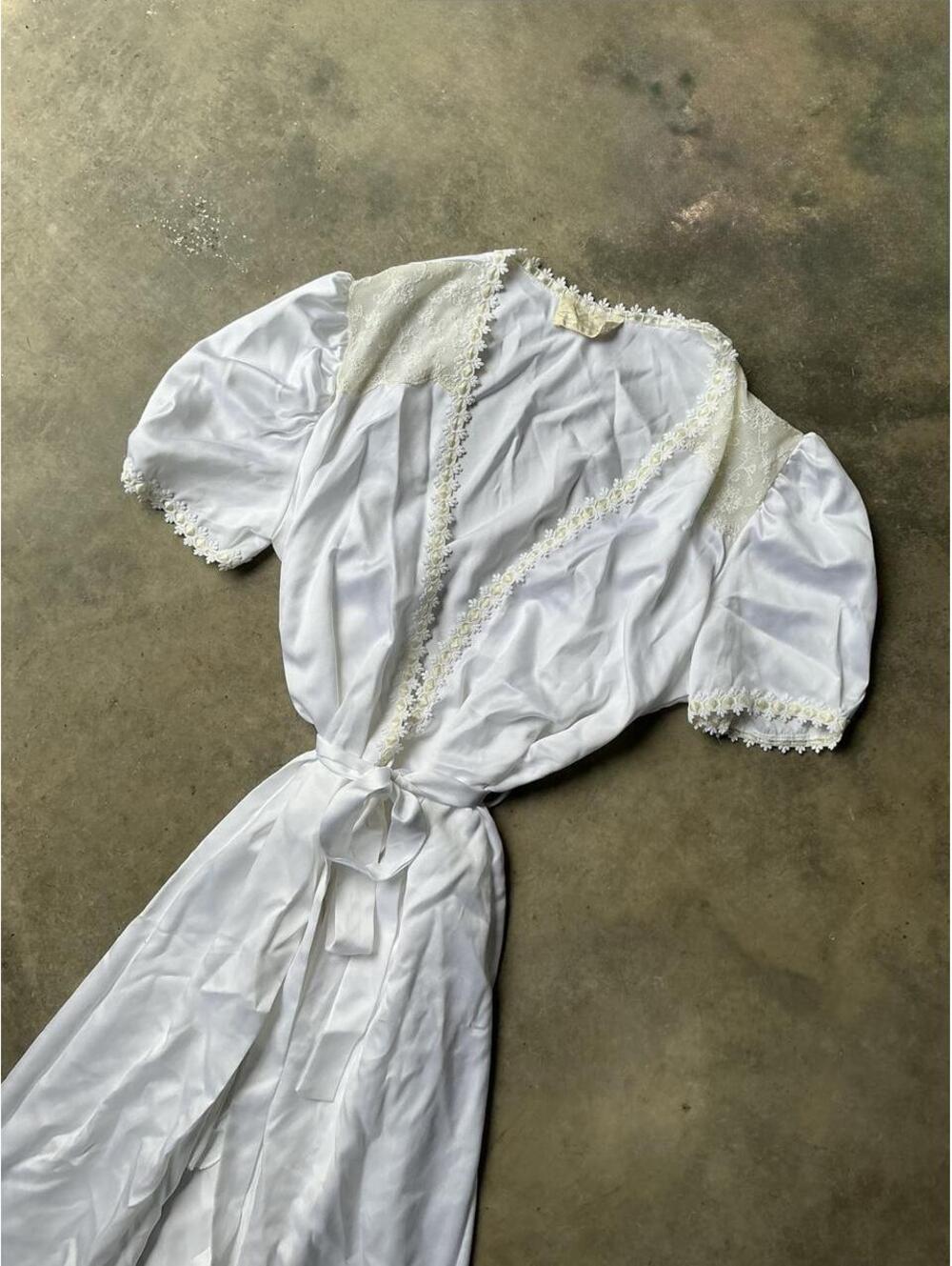 Vintage White Lace Nightgown | Cottagecore Bridal Lingerie Maxi Peignoir
